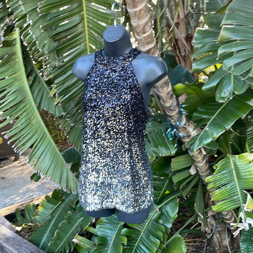 - Cable and gauge silver sequin halter look top